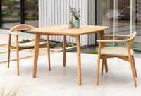 Ensemble de salle à manger moderne en teck massif pour l'extérieur, 4 pièces, chaises confortables et écologiques, appartement, villa, ferme, hôtel, terrasses