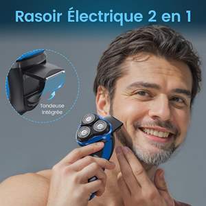 Rasoir électrique 2-en-1 pour homme, 2e génération, tête flottante, longue autonomie, utilisation humide/sèche, écran LED, triple lame, bleu foncé, IPX7 - Product Image 2