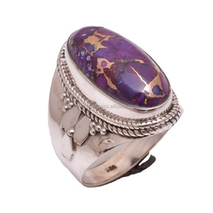 925 Sterling Silver Fine Jewelry Natural Purple Copper <b>Turquoise</b> <b>Rings</b> Classic Wedding Style Bulk Wholesale Trusted Suppliers - Product Image 1