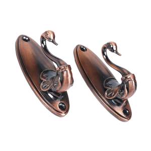 Handcrafted Swan <b>Curtain</b> <b>Wall</b> <b>Hooks</b> Durable Material Well Finished Perfect For Towels And Door Hanging Display Set Of 2 Pcs - Product Image 4