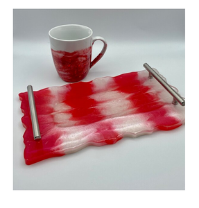 Bandeja de servicio de resina de alta demanda Decoración de mesa Diseño hecho a mano 100% Bandeja de resina epoxi de alta calidad - Product Image 3