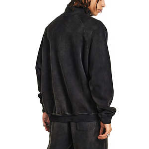 Sweat-shirt sport surdimensionné à fermeture éclair sur le côté, 100% coton, survêtement, personnalisé, unisexe, ample, vintage, délavé, sweat-shirt à demi-zip - Product Image 3