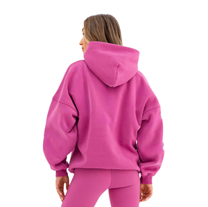 Sudadera con Capucha Oversize para Mujer, Rosa Suave, 50% Algodón 50% Poliéster, Estampado Personalizado, Estilo Urbano, Hombro Caído, Ajuste Relajado, con Emblema - Product Image 5