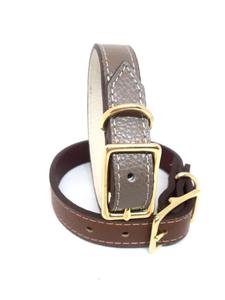 Collar de piel auténtica para perro, doble capa, doble Color, hebillas duraderas de alta calidad, productos de lujo para mascotas, correa de arnés verde y azul - Product Image 3