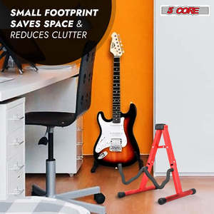 5 Core Guitar Stand 2 Pack A Frame w Soft <b>Foam</b> Arm Non Slip Rubber for Acoustic <b>Electric</b> Bass - Product Image 6