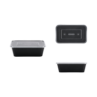 Boîte à lunch en plastique jetable transparente rectangulaire personnalisée de 500 ml, 650 ml, 750 ml, 1000 ml, contenants alimentaires jetables avec couvercle