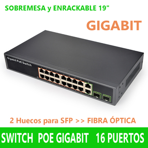 Switch PoE Gigabit 16 ports d'occasion avec 2 SFP, VLAN, SNMP, QoS pour bureau - Product Image 1
