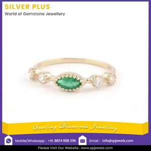 Nouveau concepteur 14k or massif Marquise émeraude naturelle avec bague en diamant bande d'éternité femmes bijoux bague productible en 10K/18K - Product Image 2