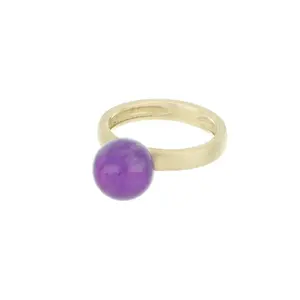意大利珠宝9kt金紫色热液光滑球真宝石戒指可定制女性