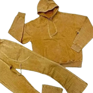 Conjunto Deportivo de Sudadera con Capucha y Pantalones Jogger para Hombre, Estilo Vintage, Lavado Ácido, Felpa, Ropa Casual de Calle para Invierno - Product Image 5