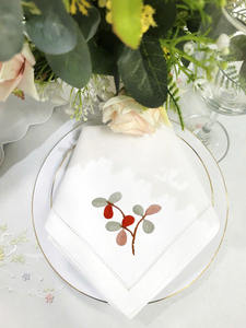 Serviettes de table en coton brodées sur mesure en gros, feuilles colorées, serviettes de table en coton, serviettes de table en tissu à ourlet festonné, maison, hôtel, vacances - Product Image 2