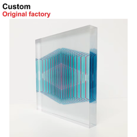 Nouveau Logo personnalisé gravé 20mm solide clair acrylique bloc boutique affichage Cube Lucite UV impression Photo bloc