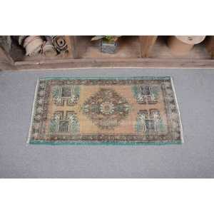 Turkish 1.7x3.3 ft Rug, Small Vintage Rug, <b>Brown</b> Animal Print <b>Wool</b> Rug - Product Image 4