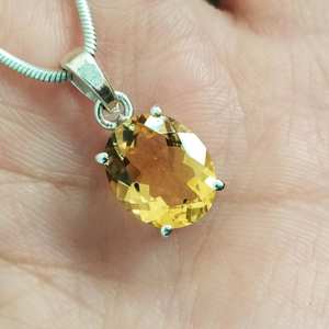 Citrine Pendant Necklace Oval Gemstone 925 Sterling Silver High Quality Classic Children's & Women's Elegant Jewelry Gift - Product Image 6