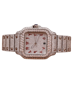 Montre-bracelet entièrement sertie de diamants en moissanite or blanc, cadran personnalisable, montre automatique hip-hop pour homme, cadeau d'anniversaire - Product Image 1