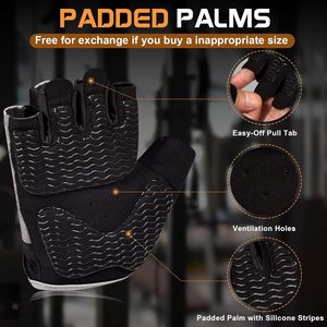 <b>Half</b> Finger Gym Gloves Mesh Breathable Non <b>Slip</b> Fitness Workout Training Unisex Black Gray - Product Image 2