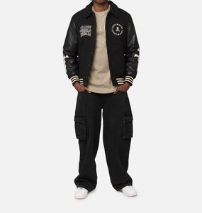 Men's Varsity Jacket Stand Vintage Winter Clothes Custom Embroidered Logo Polyester Baseball Bomber Jacket Foe Men - Product Image 5