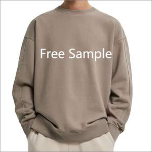 Sweat-shirt à col rond en coton biologique personnalisé pour hommes, motif solide avec impression de décharge, technique de lavage du logo avant - Product Image 2