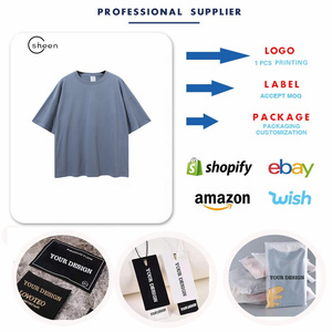 Nuevo diseño de calidad de lujo, camiseta de gran tamaño en blanco personalizada para hombre, Camiseta de algodón holgada con hombros caídos para hombre, envío DDP - Product Image 2