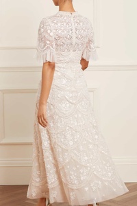 Taille Elastique Tissé Naturel pour Slip de Soirée Broderie Florale de Haute Qualité Col Bateau Maxi Casual Coton Robes d'Été - Product Image 3