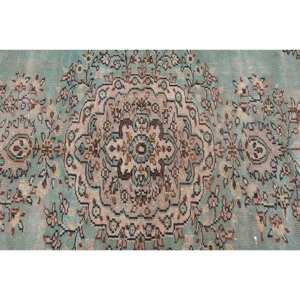 Vintage Green Beige Turkish Rug 39 X 94 ft Large Area Living <b>Room</b> <b>Carpet</b> Unique Patchwork Design in Wool Latex Backing for Teens - Product Image 5