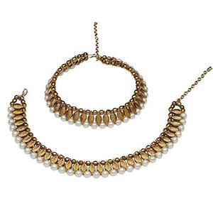 Paire de bracelets de cheville en perles plaqué or (2 pc), bijoux de pied pour femmes - Product Image 1