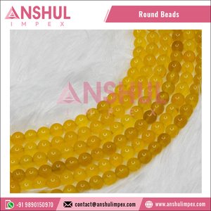 Cuentas Lisas de Jade Amarillo Natural de 8mm, Hechas en India, de la Mejor Calidad y Gran Venta |   Cuentas de Jade Amarillo para la Fabricación de Joyas al por Mayor - Product Image 4