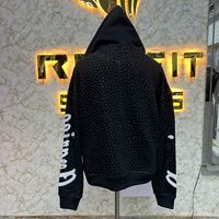 Veste à capuche zippée personnalisée à strass, style délavé vintage, en molleton 100 % coton pour homme, streetwear, vente chaude