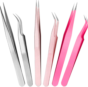 แหนบต่อขนตาแหนบสเตนเลสปลายตรงและโค้งคีมตัดขนตา - Product Image 1