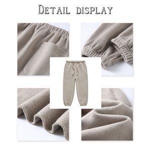 Pantalones de chándal de algodón 100% para hombre, tela de lona para correr con cordón de rizo de Color sólido para niños y adultos - Product Image 3