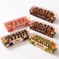 Boîte en papier personnalisée pour gaufres, churros, desserts, chocolat, fraises, matcha, snacks, pâtisseries, emballages alimentaires à emporter