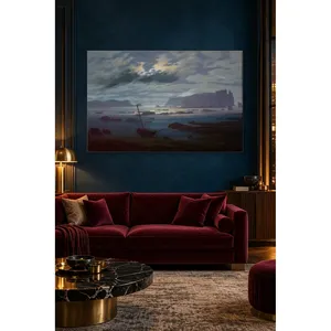 Fida Caspar David Friedrich Côte rocheuse et mer du Nord au clair de lune Impression sur toile - Product Image 2