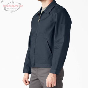 Veste de travail en sergé à logo personnalisé, col en velours côtelé, fermeture éclair sur le devant, vêtement de travail en coton durable, veste en coton épais pour hommes, vente chaude - Product Image 3