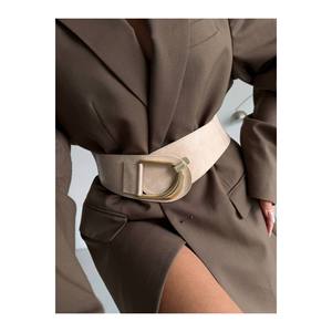 Ceinture élastique pour femme avec boucle dorée, ceinture pour veste, ceinture pour chemise, ceinture pour robe - Beige - Product Image 3