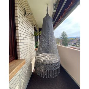 Hermosa Silla Colgante de Macramé de PE para Jardín, Muebles de Exterior de PE Duraderos y Elegantes - Product Image 2