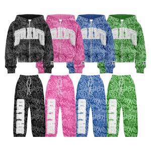 <b>Men</b> Women Waffle Knit Tracksuit <b>Thermal</b> Cotton Sweatshirt <b>Jogger</b> Pants Set Textured Casual Two Piece Loungewear - Product Image 1