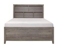 Fournisseur d'usine Ensembles de chambre à coucher industriels Lit avec tête de lit bibliothèque en MDF vieilli Design moderne Boîtes de rangement en option Utilisation hôtelière