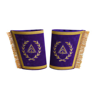 Puños de guantelete de Regalia masónica escocesa, insignias provinciales de tela bordada con decoración de encaje, hechos a mano para la elegancia - Product Image 4