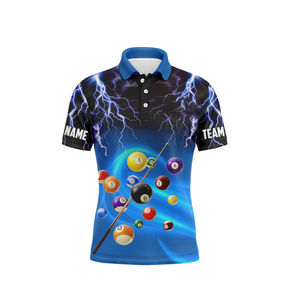 Camiseta Unisex de Verano en Oferta, Reversible, Talla Grande, Manga Corta, Estampado de Billar y Bolos, Secado Rápido, 100% Poliéster Transpirable - Product Image 1