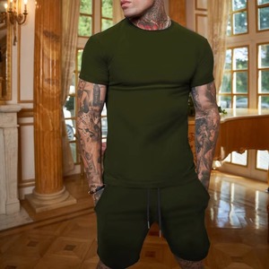 Custom Vintage <b>Tracksuit</b> High Quality Gym Sportswear Joggers 2 Piece <b>Plain</b> Trending Logo Sports Short T-Shirt Casual Men Sets - Product Image 4
