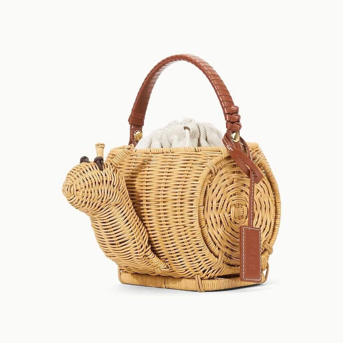 Elegance Escargot Wicker Basket Bag Handmade Rattan Handbag