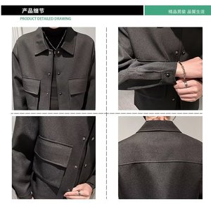 Nuevo Otoño e Invierno cuello de lana coreano corto Slim Fit chaqueta de lana abrigos de hombre - Product Image 4
