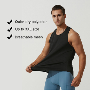 Camiseta de entrenamiento con estampado de logotipo Camiseta sin mangas para hombre Dry-Fit Fitness Etiqueta privada Camiseta sin mangas OEM Camiseta sin mangas personalizada para gimnasio para hombre - Product Image 3