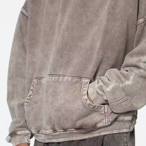 Haute vente hommes sweats à capuche Vintage pierre acide lavage poches pull décontracté surdimensionné respirant sweats à capuche pour hommes - Product Image 2