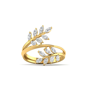 Elegante Anillo de Oro Amarillo de 18K con Diamantes en Forma de Corazón y Diseño Floral para Mujer, Regalo de Compromiso, Boda o Aniversario - Product Image 1