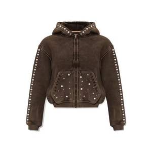 Sweats à capuche personnalisés pour hommes avec strass de poids lourd de 480 g/m² Streetwear Boxy Fit recadrée avec diamant, lavage à l'acide, sweats à capuche personnalisés délavés au soleil - Product Image 1