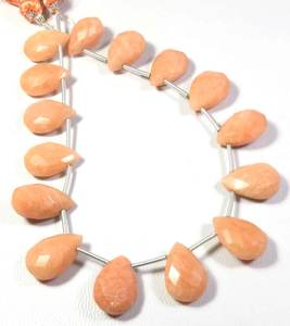 Amazonita de melocotón natural facetada 15-16mm 8 hebras de cuentas de piedras preciosas 15 cuentas por hebra corte facetado en forma de pera - Product Image 1