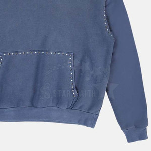 Sudadera con capucha de diamantes de imitación con lavado ácido para mujer, jersey de mezcla de algodón transpirable, ropa de calle a la moda, Sudadera con capucha brillante - Product Image 5