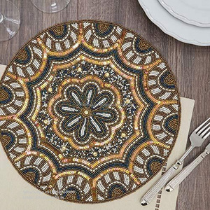 Sets de table perlés de luxe pour la décoration des napperons de table de salle à manger de forme ronde de perles - Product Image 2