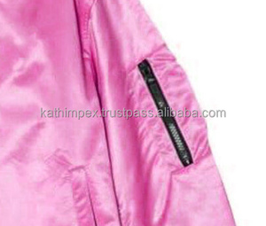 Trending Custom Satin Bomber Lightweight Pink <b>Jacket</b> for <b>Men</b> Ribbed Hem Side Waist Pockets Zipper Closure For Daily Wear - Product Image 4